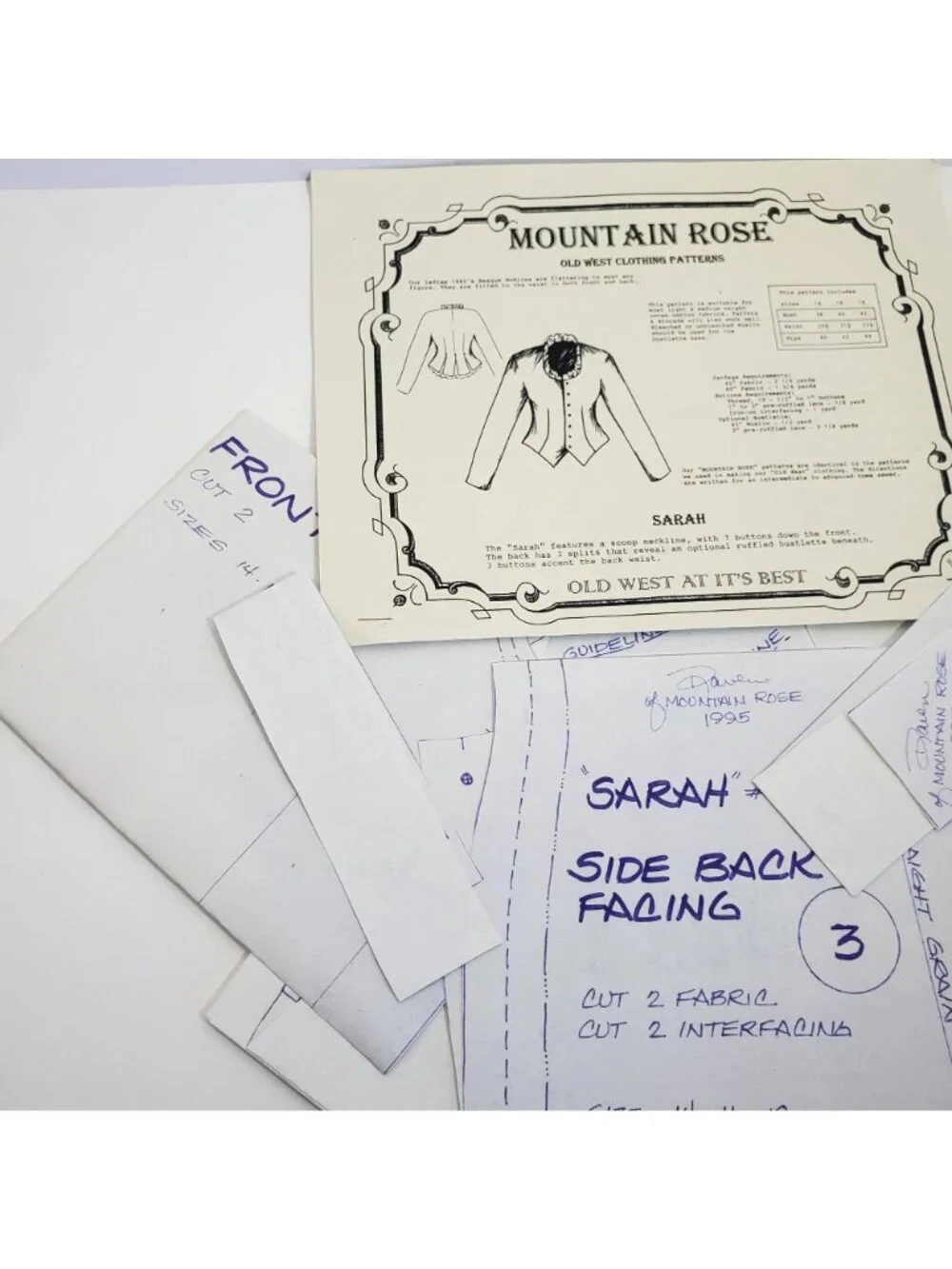 Mountain Rose Sarah Old West Clothing Patterns Sizes 14 16 18 Paper Vintage